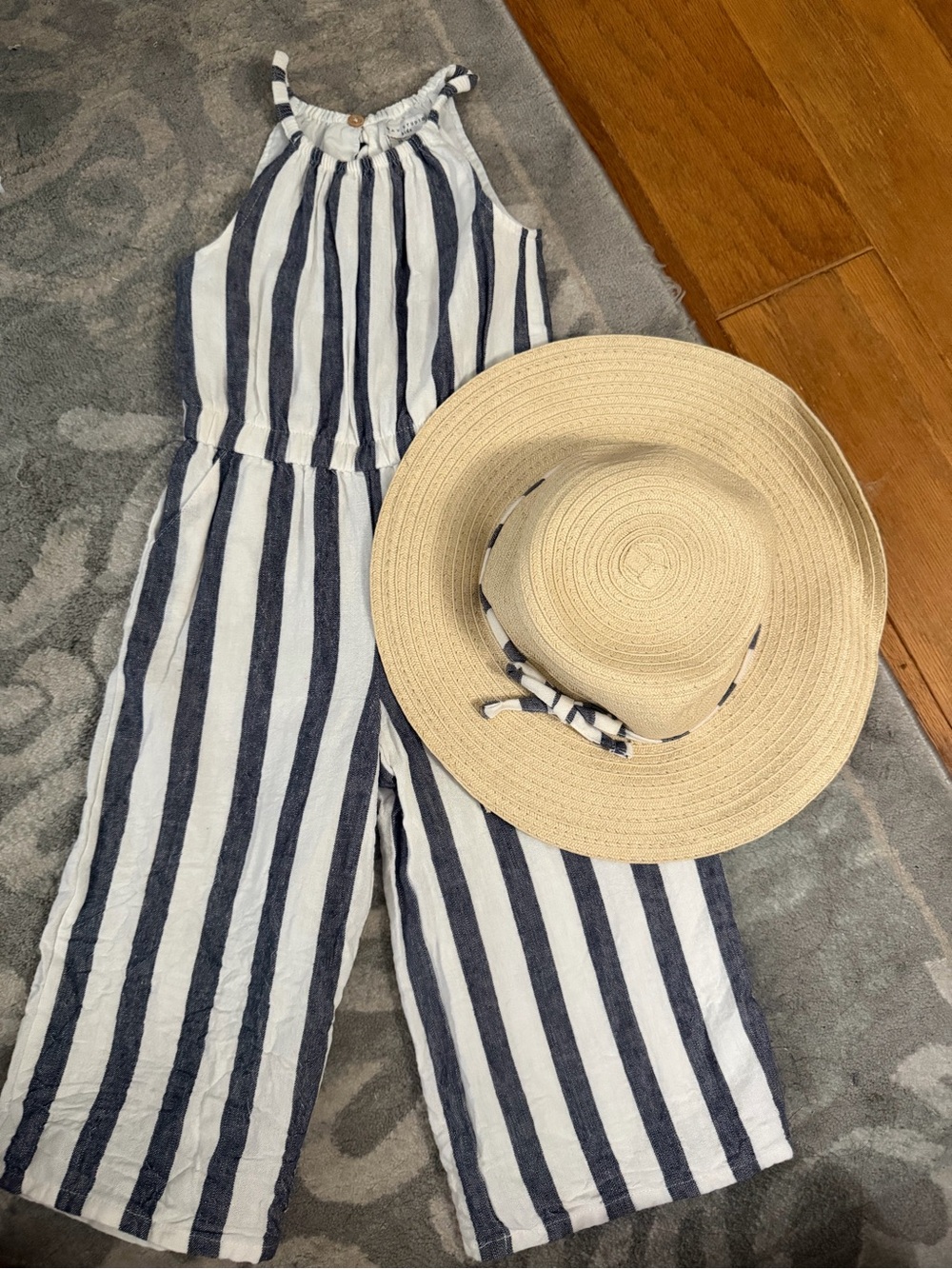 Girls Striped Navy and White Girls' Halter One-Piece Romper